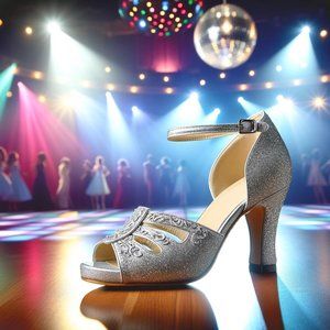 Elegant Silver Anniel Dance Shoes - Perfect for Weddings, Nearly New, size 9.5